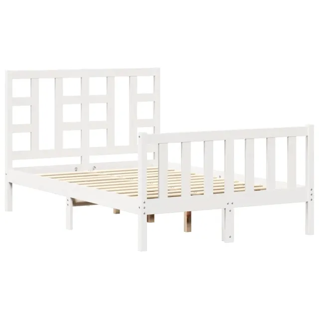 Cadre de lit sans matelas blanc bois de pin massif