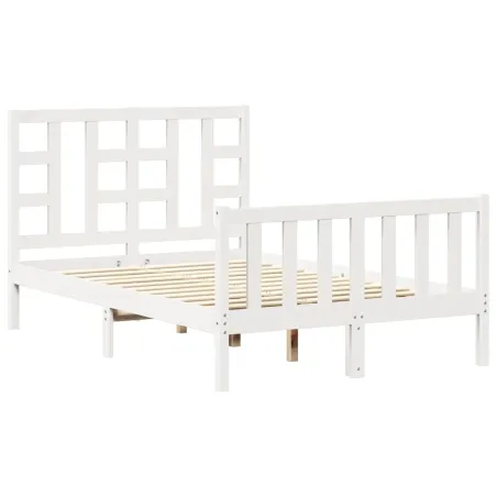 Cadre de lit sans matelas blanc bois de pin massif