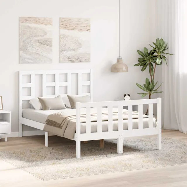 Cadre de lit sans matelas blanc bois de pin massif