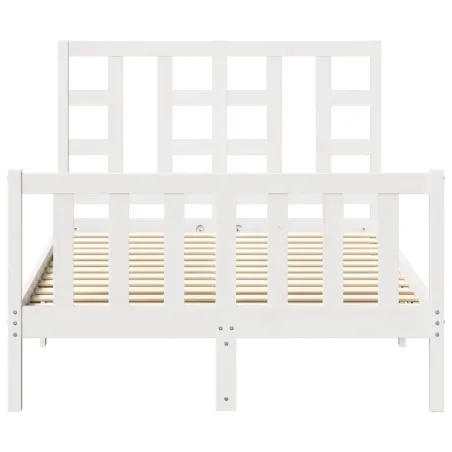Cadre de lit sans matelas blanc bois de pin massif