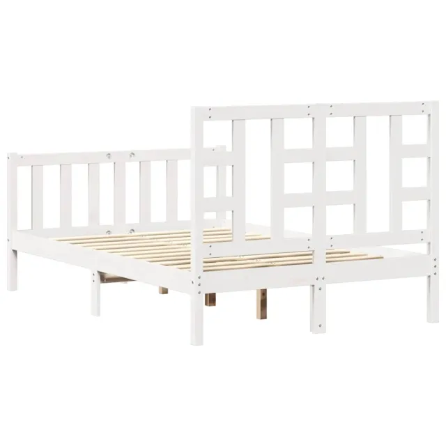 Cadre de lit sans matelas blanc bois de pin massif