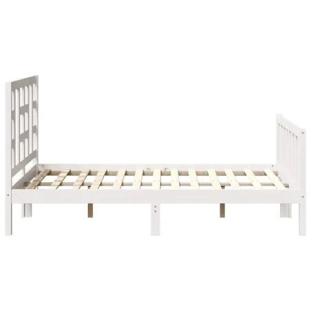 Cadre de lit sans matelas blanc bois de pin massif