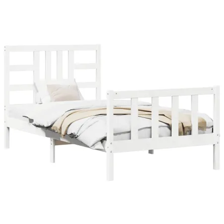 Cadre de lit sans matelas blanc 100x200 cm bois de pin massif