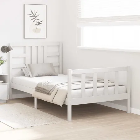 Cadre de lit sans matelas blanc 100x200 cm bois de pin massif