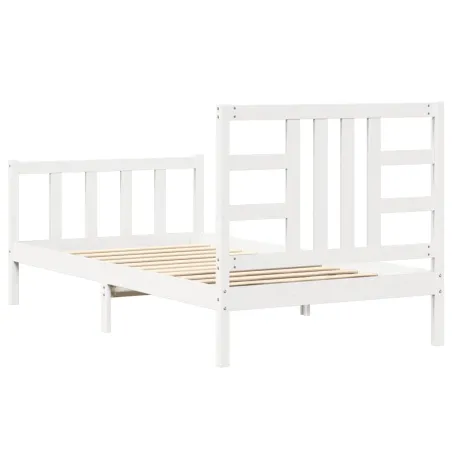 Cadre de lit sans matelas blanc 100x200 cm bois de pin massif
