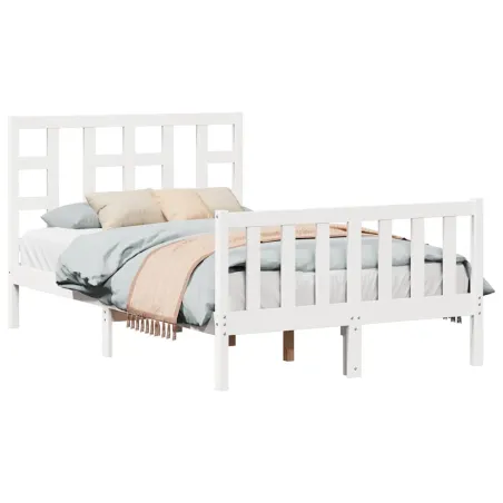 Cadre de lit sans matelas blanc 120x200 cm bois de pin massif