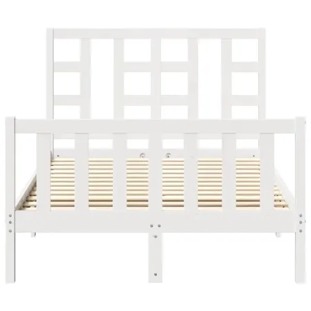 Cadre de lit sans matelas blanc 120x200 cm bois de pin massif