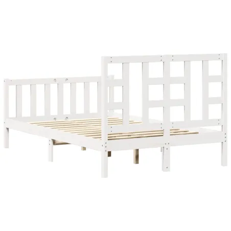 Cadre de lit sans matelas blanc 120x200 cm bois de pin massif