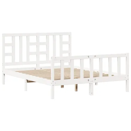 Cadre de lit sans matelas blanc bois de pin massif 2