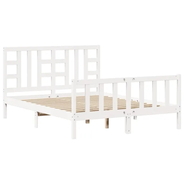 Cadre de lit sans matelas blanc bois de pin massif