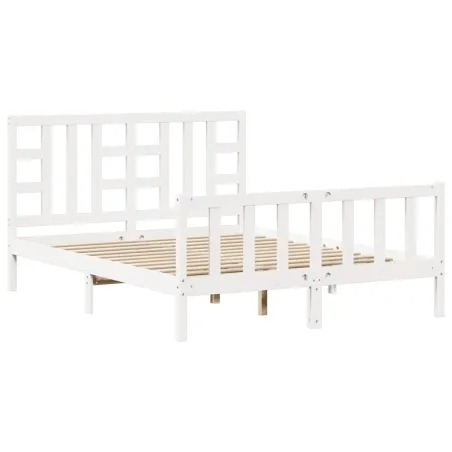 Cadre de lit sans matelas blanc bois de pin massif
