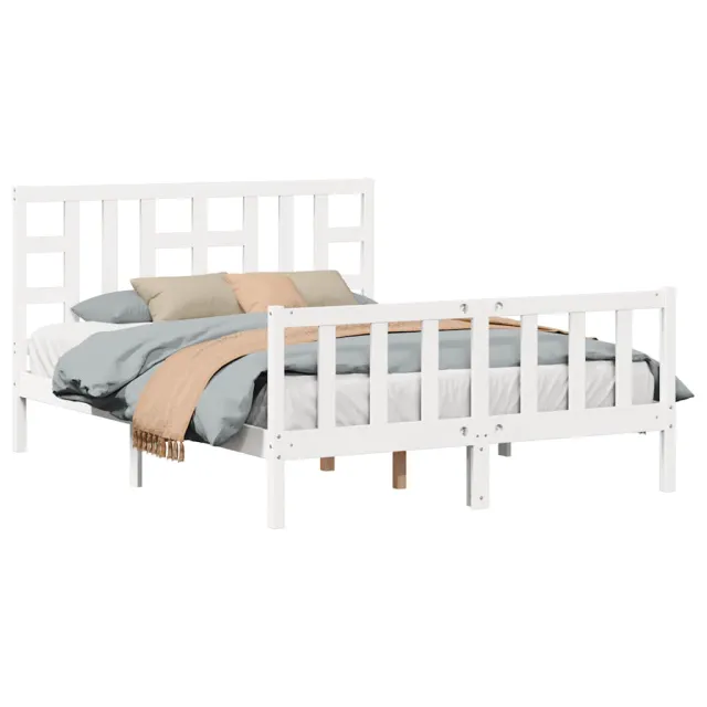 Cadre de lit sans matelas blanc bois de pin massif