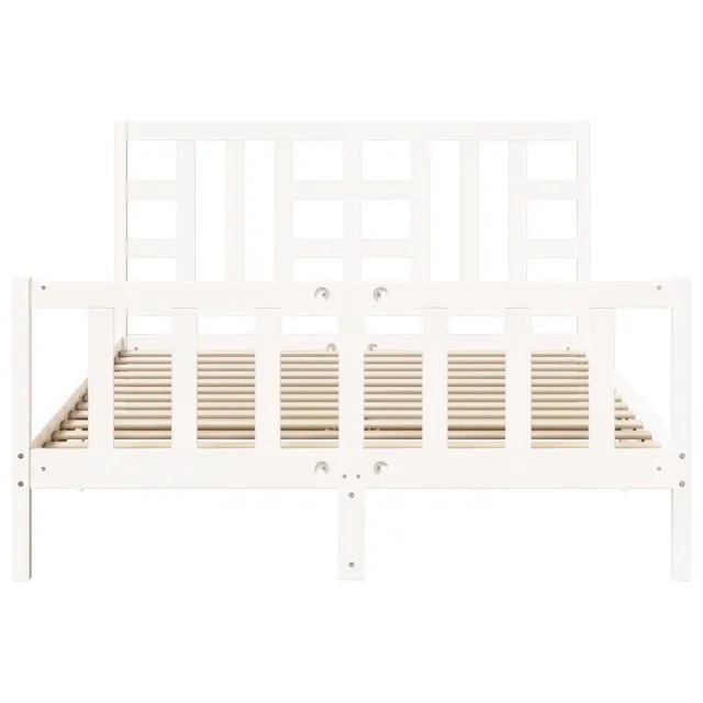 Cadre de lit sans matelas blanc bois de pin massif