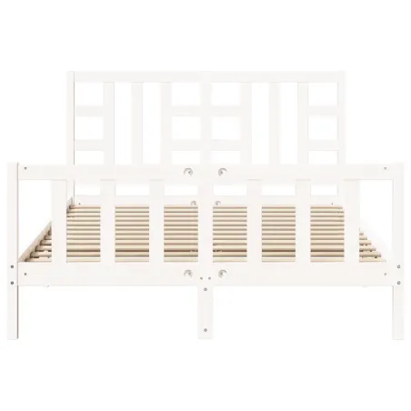 Cadre de lit sans matelas blanc bois de pin massif