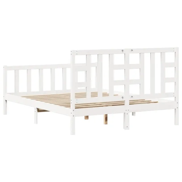 Cadre de lit sans matelas blanc bois de pin massif