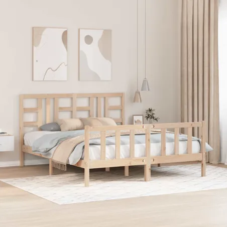 Cadre de lit sans matelas 160x200 cm bois massif de pin