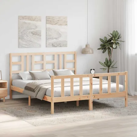 Cadre de lit sans matelas 160x200 cm bois massif de pin