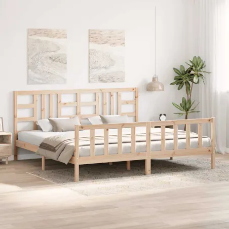 Cadre de lit sans matelas 200x200 cm bois massif de pin
