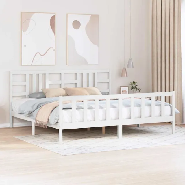 Cadre de lit sans matelas blanc 200x200 cm bois massif de pin