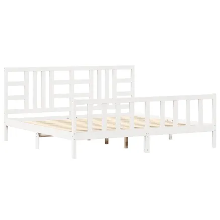 Cadre de lit sans matelas blanc 200x200 cm bois massif de pin 2