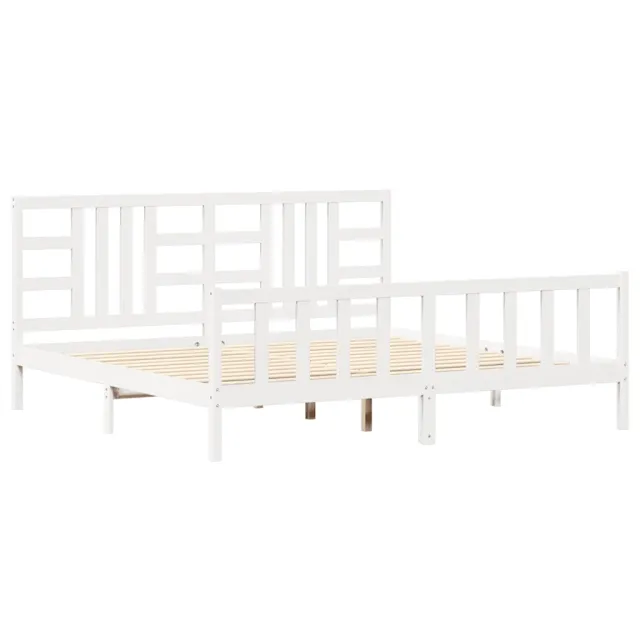 Cadre de lit sans matelas blanc 200x200 cm bois massif de pin