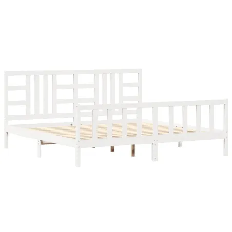 Cadre de lit sans matelas blanc 200x200 cm bois massif de pin