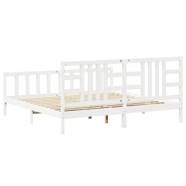 Cadre de lit sans matelas blanc 200x200 cm bois massif de pin