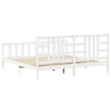 Cadre de lit sans matelas blanc 200x200 cm bois massif de pin
