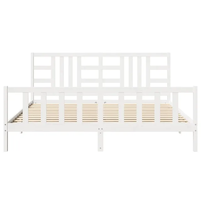 Cadre de lit sans matelas blanc 200x200 cm bois massif de pin