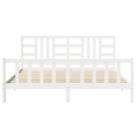 Cadre de lit sans matelas blanc 200x200 cm bois massif de pin