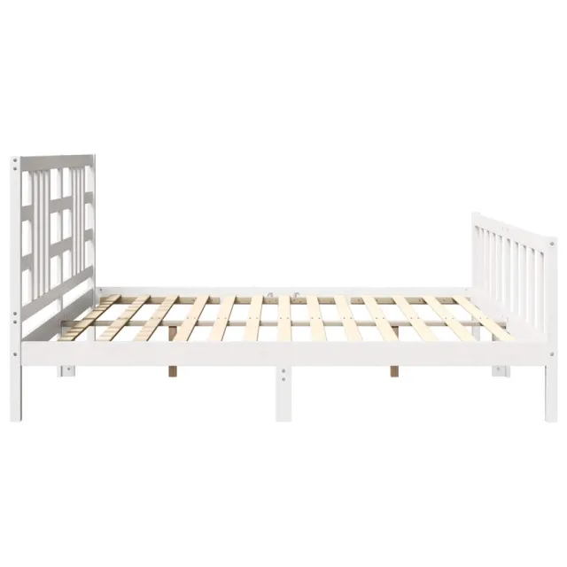 Cadre de lit sans matelas blanc 200x200 cm bois massif de pin
