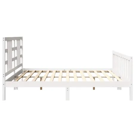 Cadre de lit sans matelas blanc 200x200 cm bois massif de pin
