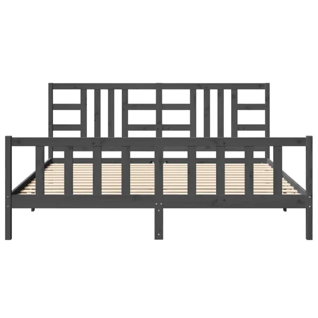 Cadre de lit sans matelas gris 200x200 cm bois massif de pin
