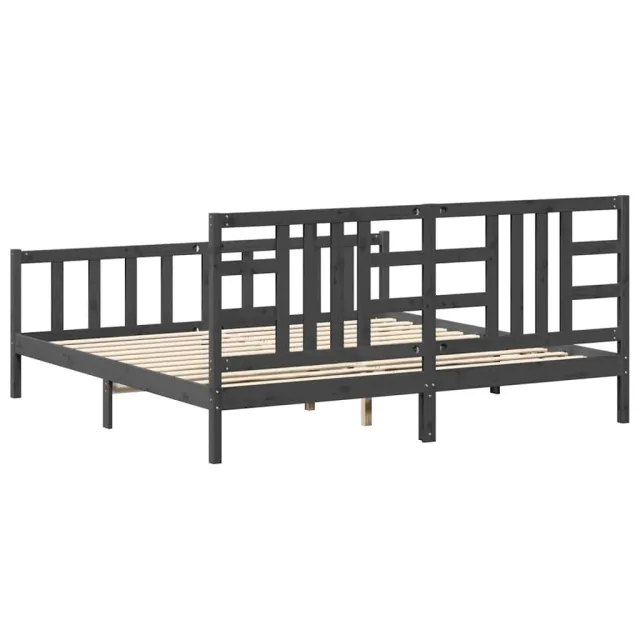 Cadre de lit sans matelas gris 200x200 cm bois massif de pin