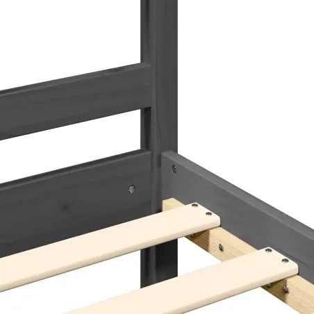 Cadre de lit sans matelas gris 200x200 cm bois massif de pin