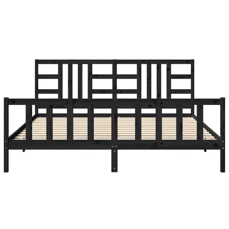 Cadre de lit sans matelas noir 200x200 cm bois massif de pin