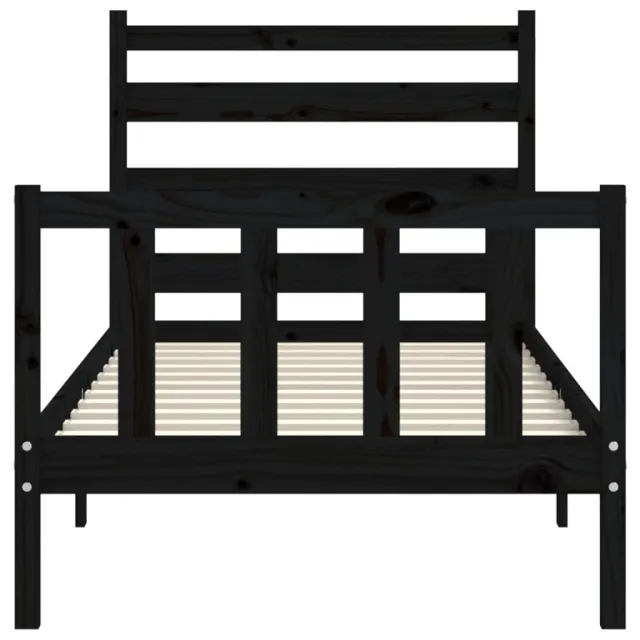 Cadre de lit sans matelas noir bois de pin massif