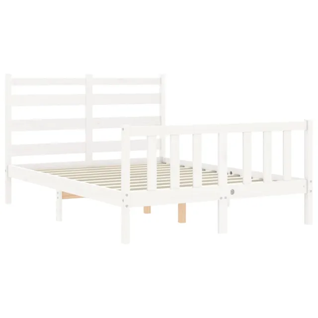 Cadre de lit sans matelas blanc bois de pin massif