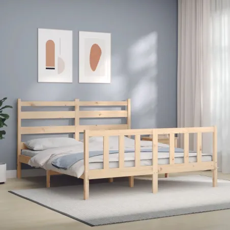Cadre de lit sans matelas 160x200 cm bois massif de pin