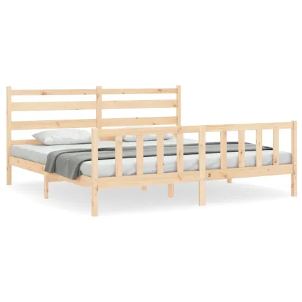 Cadre de lit sans matelas 200x200 cm bois massif de pin 2