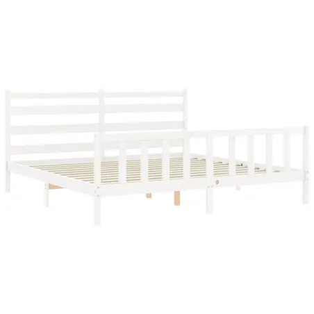 Cadre de lit sans matelas blanc 200x200 cm bois massif de pin