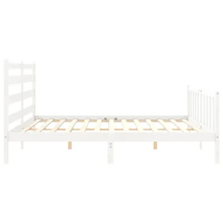 Cadre de lit sans matelas blanc 200x200 cm bois massif de pin