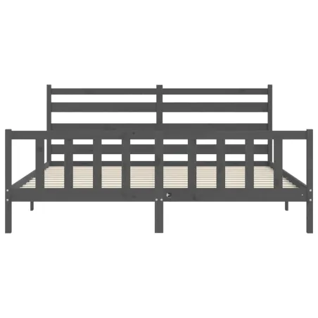 Cadre de lit sans matelas gris 200x200 cm bois massif de pin