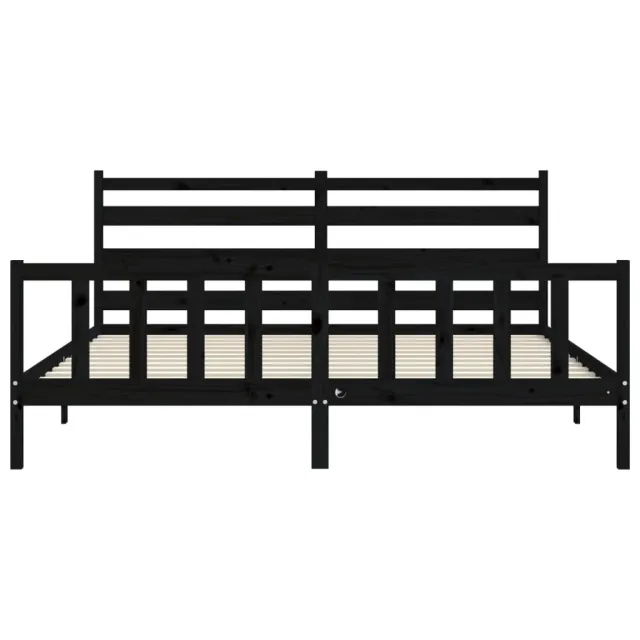 Cadre de lit sans matelas noir 200x200 cm bois massif de pin