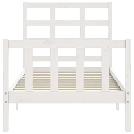 Cadre de lit sans matelas blanc bois de pin massif