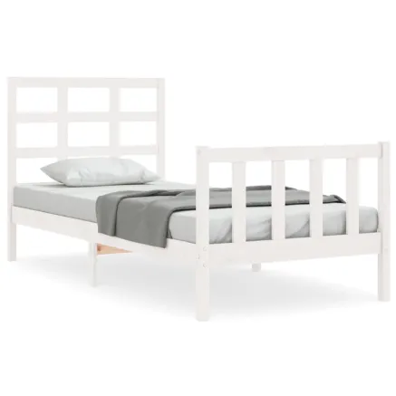 Cadre de lit sans matelas blanc 90x190 cm bois de pin massif 2