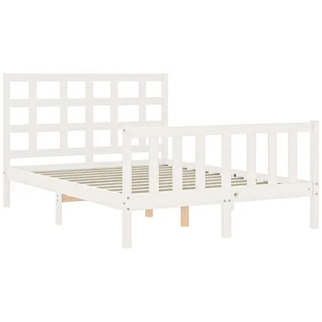 Cadre de lit sans matelas blanc bois de pin massif