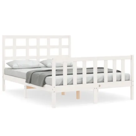 Cadre de lit sans matelas blanc 120x200 cm bois de pin massif 2
