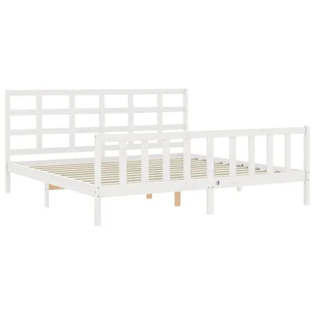 Cadre de lit sans matelas blanc 200x200 cm bois massif de pin