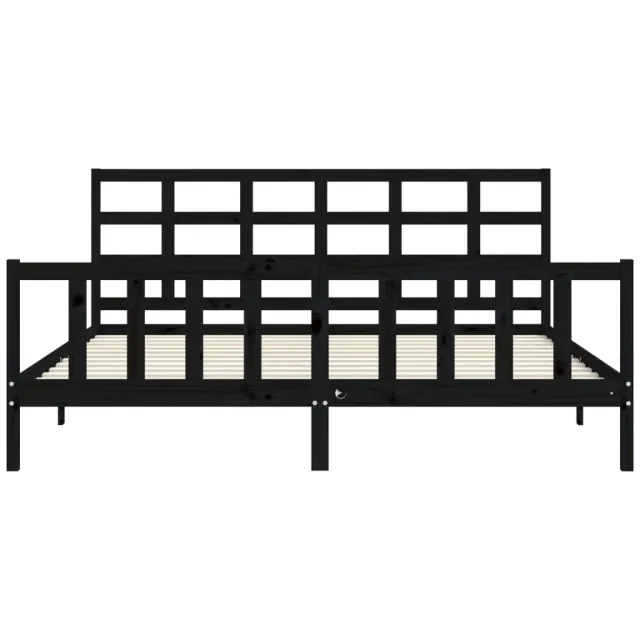 Cadre de lit sans matelas noir 200x200 cm bois massif de pin